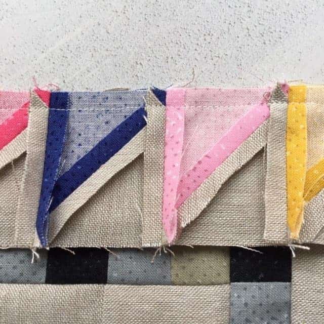 Mini Charm Medallion Cushion Part 2, attaching HSTs for perfect points