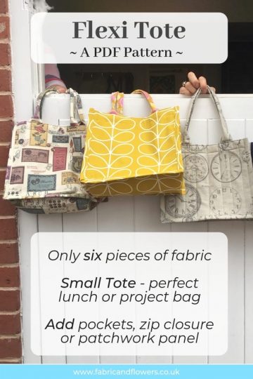 PDF Sewing Pattern for DIY Small Tote. Add pockets or make with patchwork to make it your own. The Flexi Tote!