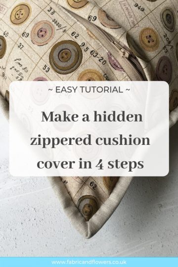 Tutorial for an easy sew hidden zipper cushion cover in four steps